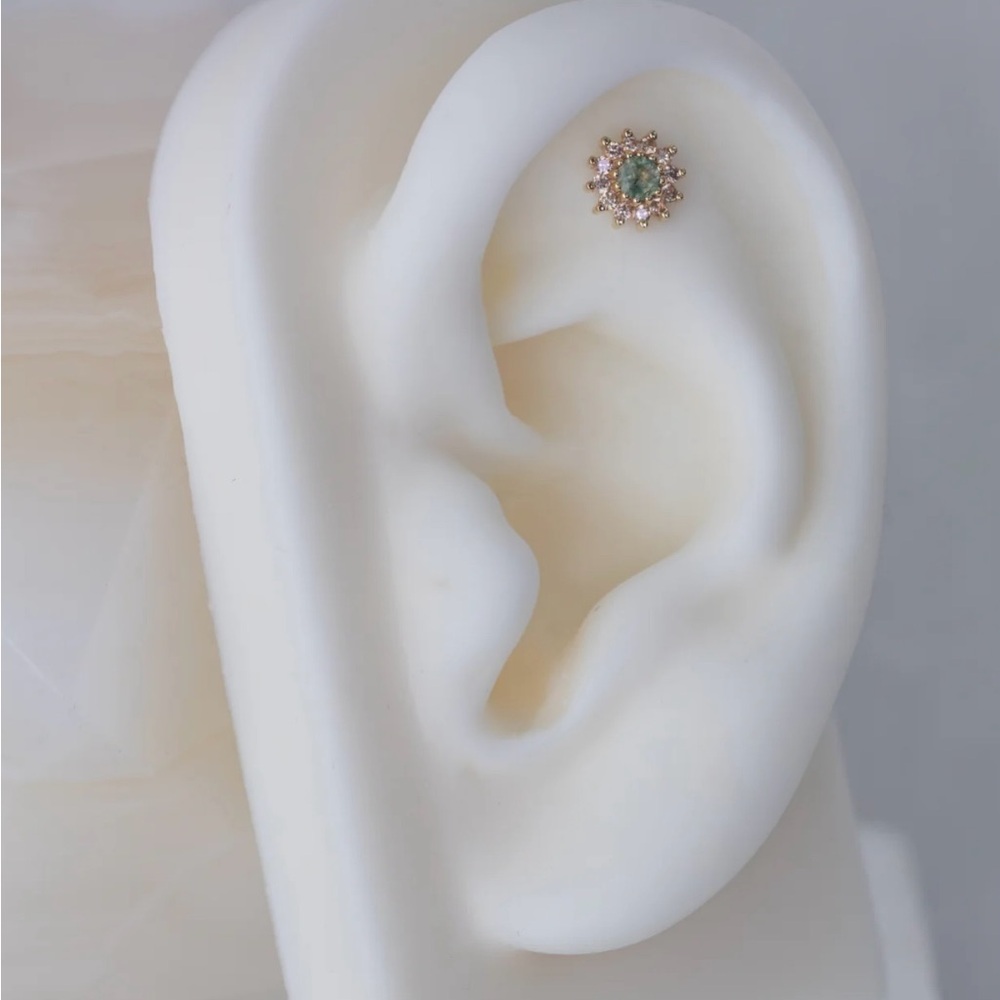 2 BVLA The Rose with Moss Agate and Champagne Sapphire Threadless Ends - Picture 4 of 4